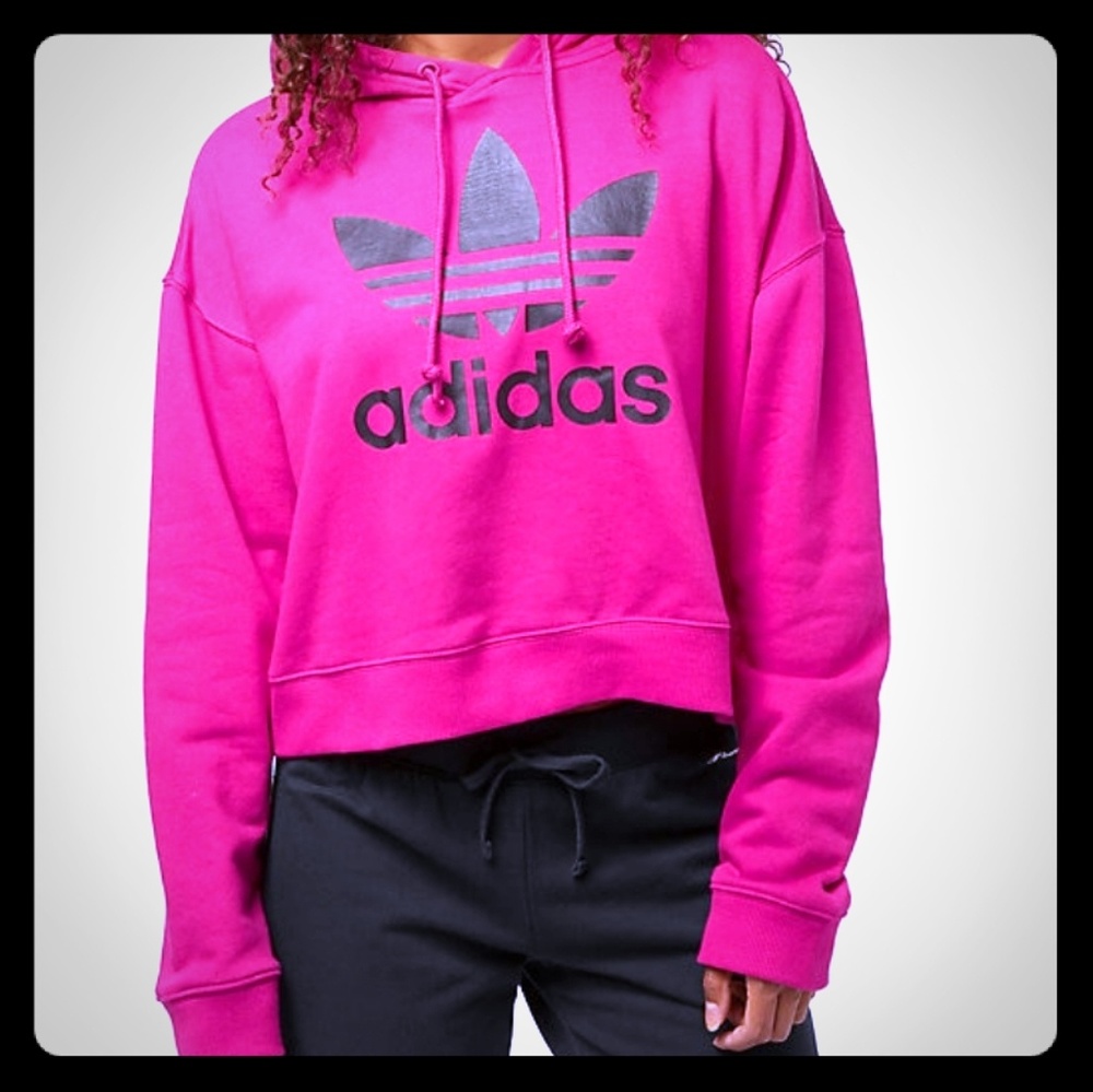 💕 NWT Pink Adidas Cropped Hoodie